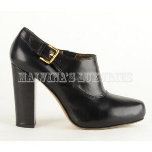 MARNI BOOTS BLACK LEATHER ANKLE BOOTIES BUCKLE STRAP DETAIL